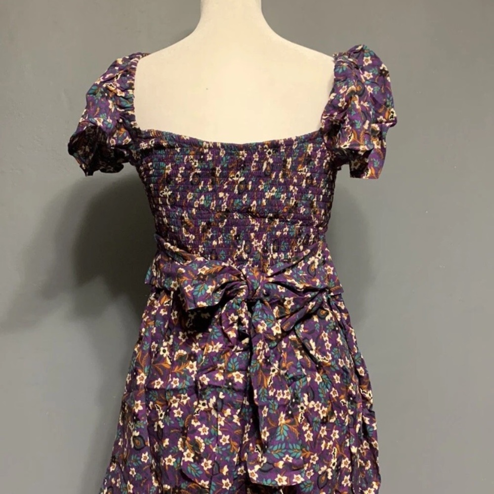 Band of the Free Sz XS Purple Floral Short Sleeve Mini Dress - Picture 5 of 7